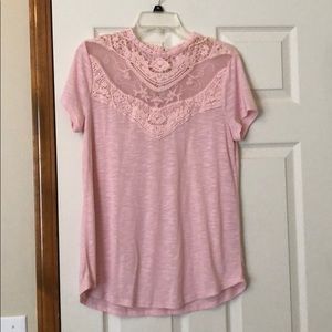 Pink shirt with lace